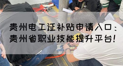 贵州电工证补贴申请入口：贵州省职业技能提升平台！